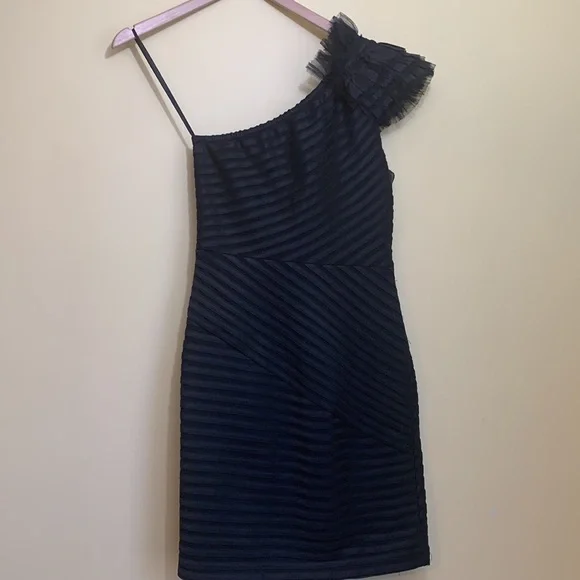 Gracia Wednesday Black Bandage Style Tulle One Shoulder Cocktail Formal Dress L - Picture 6 of 16